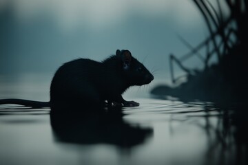 small rat with a copy space