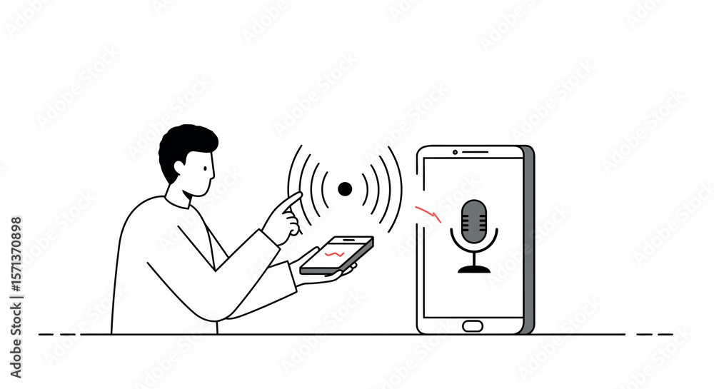 Poster voice recognition technology concept vector illustration for mobile app and communication design