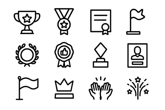 Award and achievement icons vector illustration for design use in certificates, badges, and prizes