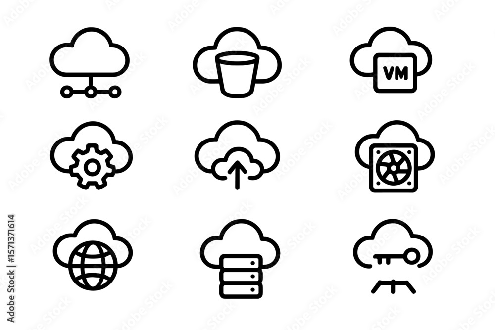 Aufkleber cloud computing line icons set vector illustration for tech designs
