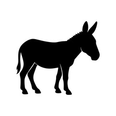 Donkey silhouette vector illustration, black donkey.