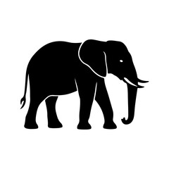 Elephant silhouette vector illustration, black elephant.