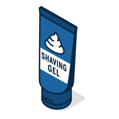 Shaving Gel Tube Isometric Icon, Plastic, Blue, Transparent Background