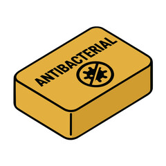 Antibacterial Soap Bar Isometric Icon, Matte Finish, Yellow, Transparent Background