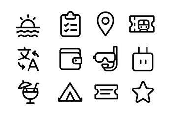 Travel and leisure icon set vector illustration for design projects