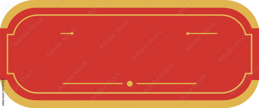 Poster vintage red and gold ornate label design with rounded edges and decorative border elements for class