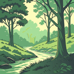 summer landscape with trees
