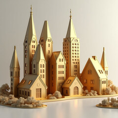 Minimalist Cityscape in Beige Tones