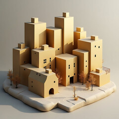 Minimalist Cityscape in Beige Tones