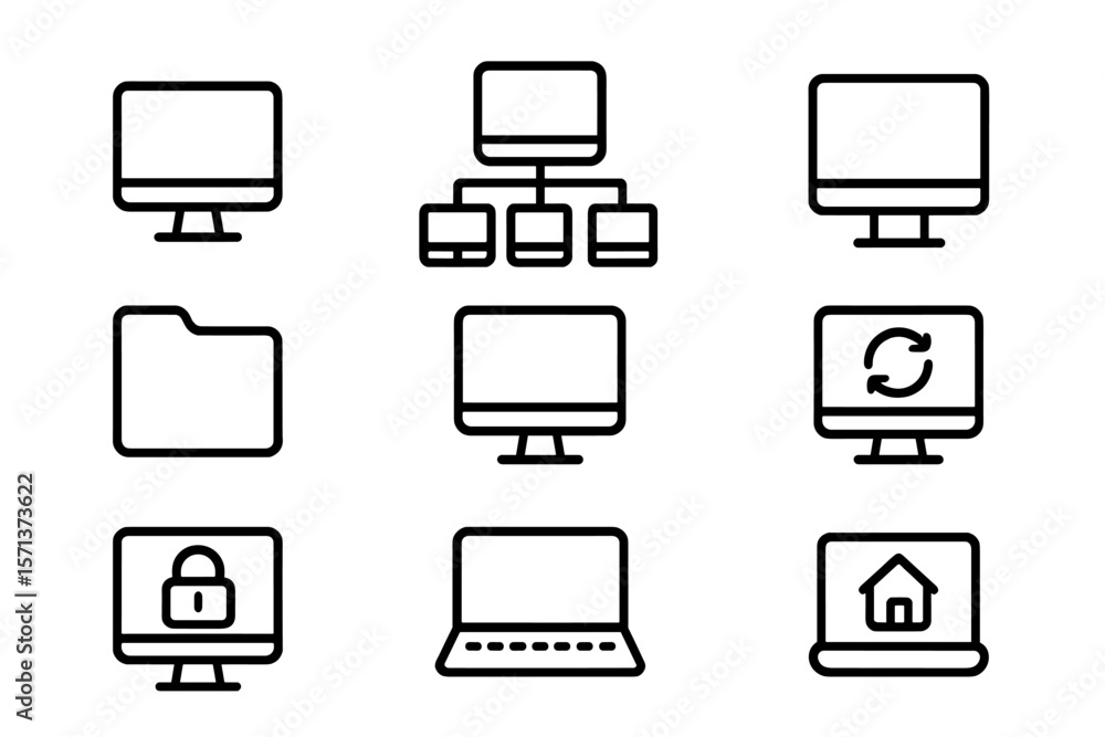 Poster network and computer icons vector illustration for web and technology design