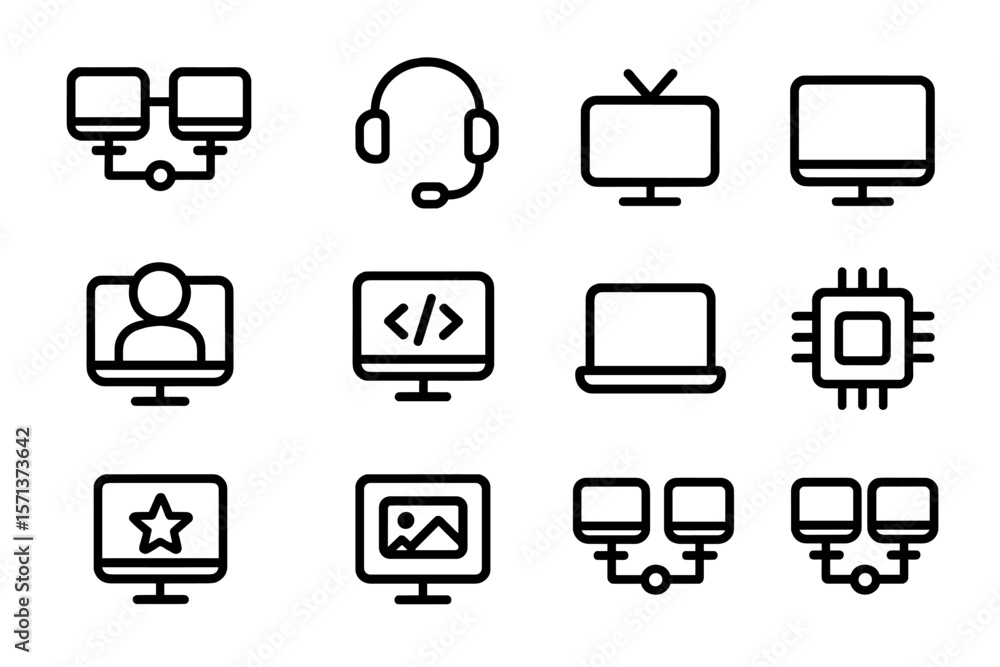 Poster technology icons vector illustration for digital interfaces and communication design
