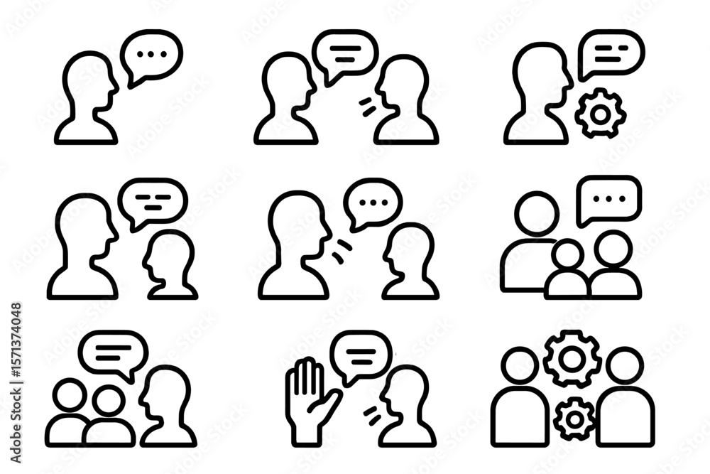 Poster communication and collaboration icons vector illustration for web and apps design