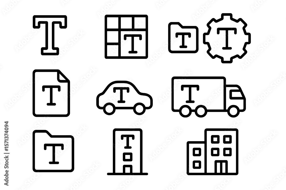 Poster typography and text icon set vector illustration for graphic design projects