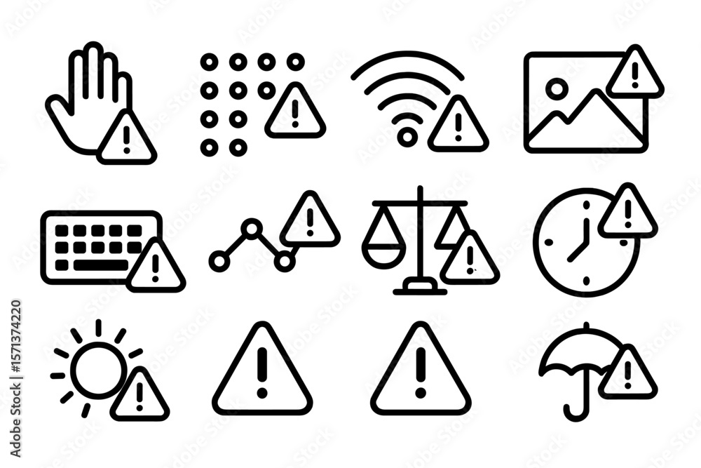 Poster security warning icons vector illustration for digital protection and user interface design