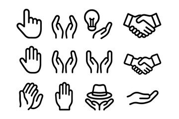 Fototapeta premium Collection of hand gesture and idea icons vector illustration for design use