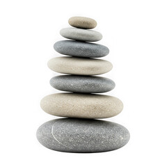 Zen stones stacked in balance isolated on transparent background