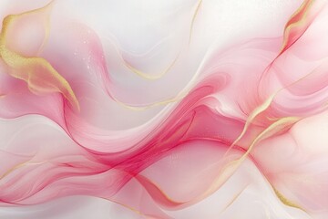 Pink and gold swirls create an abstract design