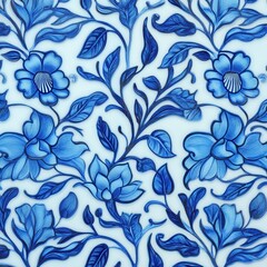Blue floral pattern on a white background