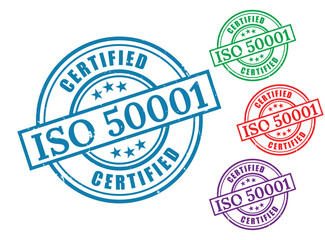 ISO 50001 Certified Stamp Vector Set, Energy Management System Label