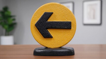 Abstract u-turn sign sculpture in a sterile gallery environment modern art installation with gigapixel detail