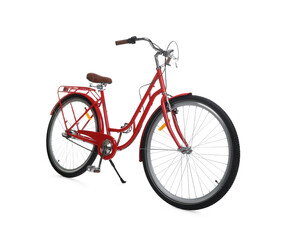 One beautiful red bicycle isolated on white