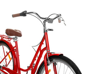 One beautiful red bicycle isolated on white