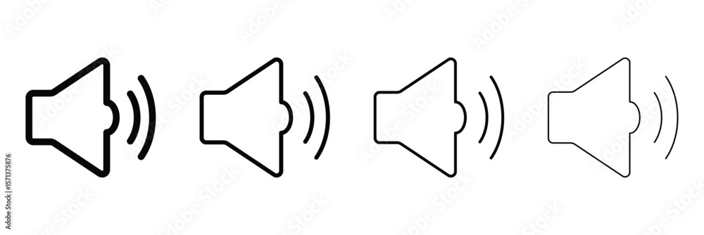 Poster black outline speaker icon. graphic element vector icon representing volume, sound, or output. speak