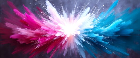 Abstract antimatter collision causing spacetime fabric distortion. Vibrant Abstract Expressionism with Colorful Explosion of Energy