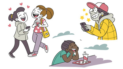 Naklejka premium vector of girls and boys 