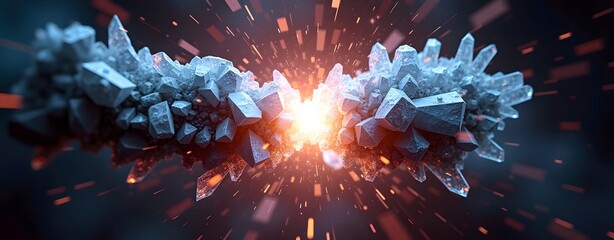 Abstract antimatter collision causing spacetime fabric distortion. Intricate Antimatter Collision in Dark Obsidian Crystals