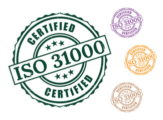 Certified Risk Management Seals, ISO 31000 Label Vector Collection