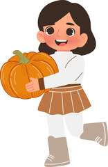 Children Harvesting Pumpkin