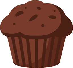Chocolate muffin with chocolate chips in brown paper cup isolated on white background bakery dessert treat food item