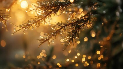 Elegant holiday greenery with shimmering fairy lights warm glow festive ambiance - Powered by Adobe