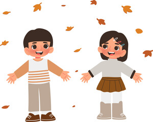 Kids Enjoying Fall Leaves