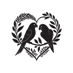 lovebird vector silhouette clip art logo design illustration. abstract bird collections.