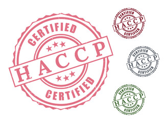 Certified Food Safety Seals, HACCP Management Label Vector Collection