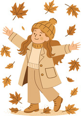 Kid Enjoying Fall Leaves