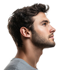 man profile portrait isolated on transparent background