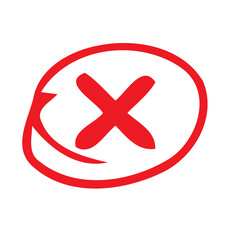 Fototapeta premium Hand-Drawn Red Cross Mark in Circle Vector