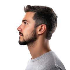 man profile portrait studio isolated on transparent background
