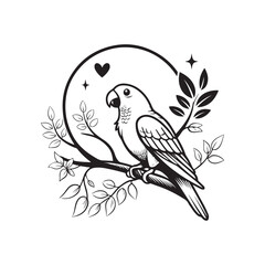 lovebird vector silhouette clip art logo design illustration. abstract bird collections.