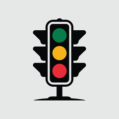 pure Black color Silhouette Traffic Light, vector black color silhouette, isolated white background