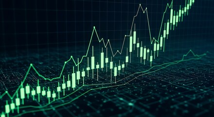 Rising Stock Market Trends: A Green Candlestick Chart Illustrating Financial Growth