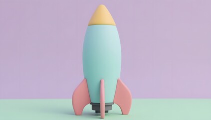 Pastel colored stylized rocket graphic illustration representing launch and growth