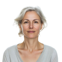 mature woman studio portrait isolated on transparent background