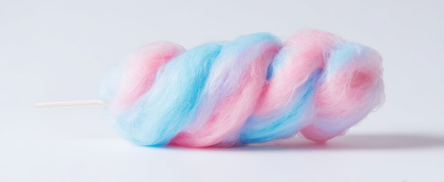 The fluffy cotton candy with pink and blue colors on a stick - Powered by Adobe
