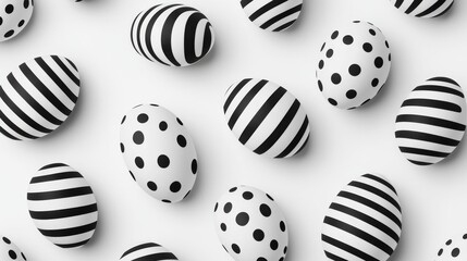 Minimalist easter festival monochrome eggs bunnies and colorful decorations in a modern environment
