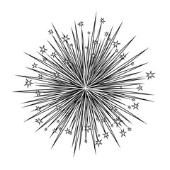 Blooming Firework Petals Line Art &mdash; Minimalist Burst on White Background