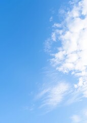 A canvas of boundless blue stretched taut across a sky of unyielding white inviting creativity and imagination to paint upon its surface  professional presentation blank empty  creative composition ve